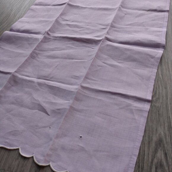 Vintage Mauve Tea Towel Napkin Fuchsia Flower Applique Light Pale Purple - Picture 7 of 13